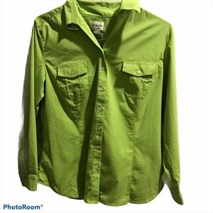 Chico’s Shirt Green Top Button Down SIZE 2